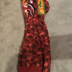 BAPE Color Camo Tiger Shark Wide Full Zip Double Hoodie