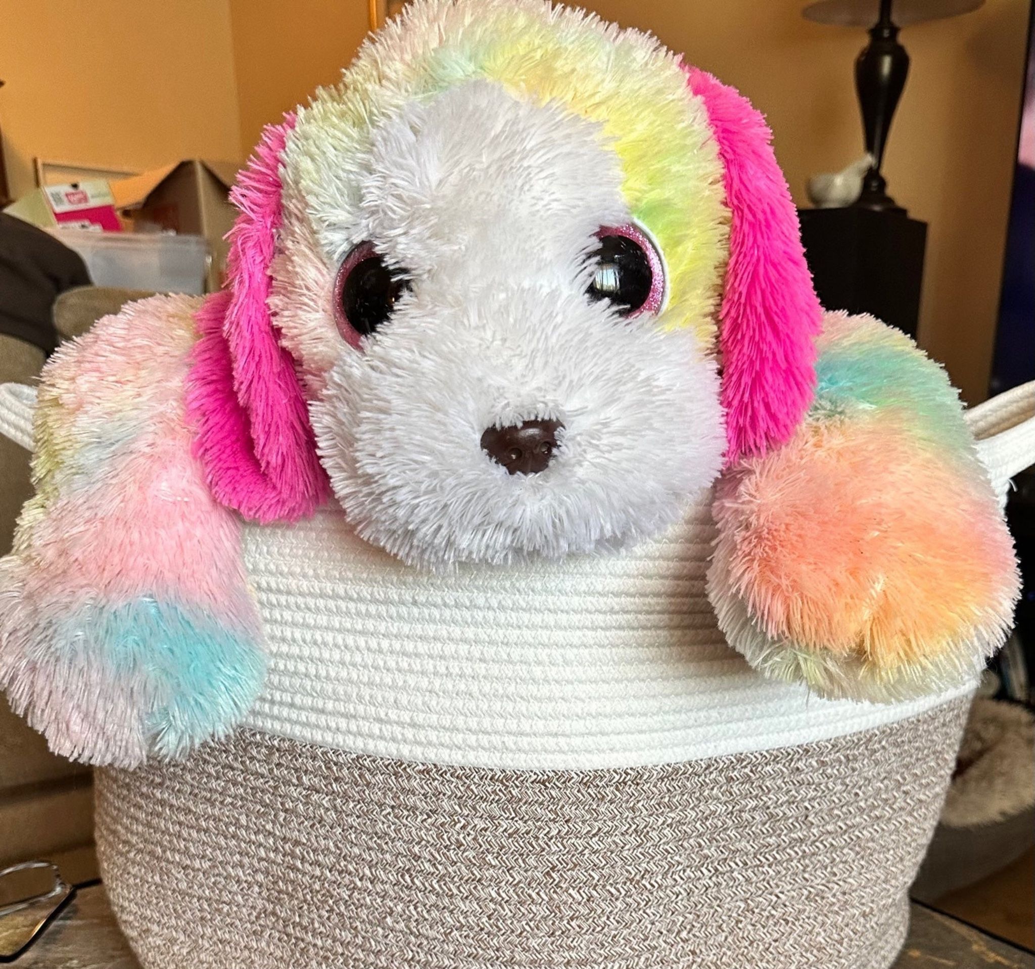 TY Stuffed Animal Plush - approximately 26” Dog Pastel Rainbow Tie dye