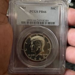 RARE Very High Grade 1964 Kennedy Proof 90% Silver-Mirror Like Shine- PCGS PR 66