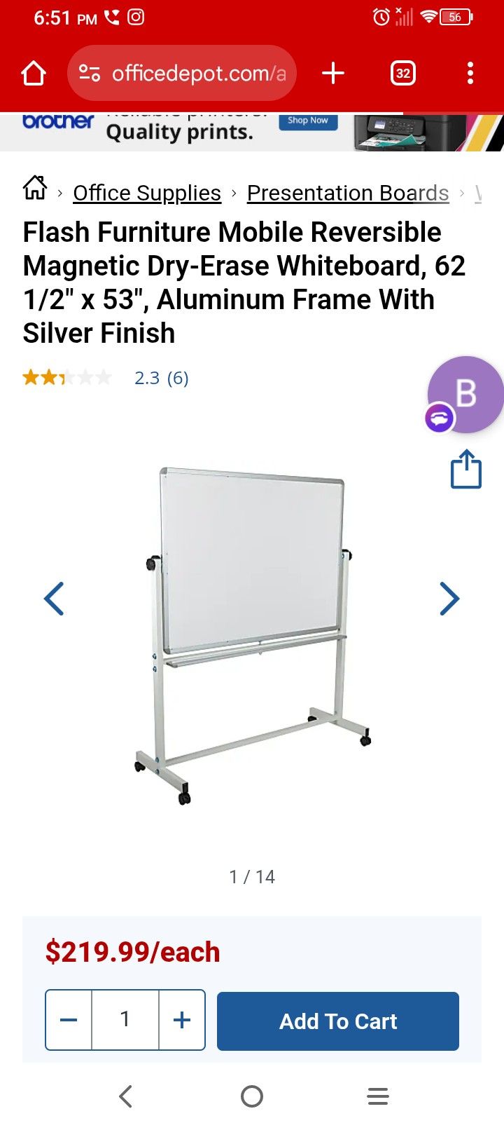 Professional Double Sided Magnetic White Board