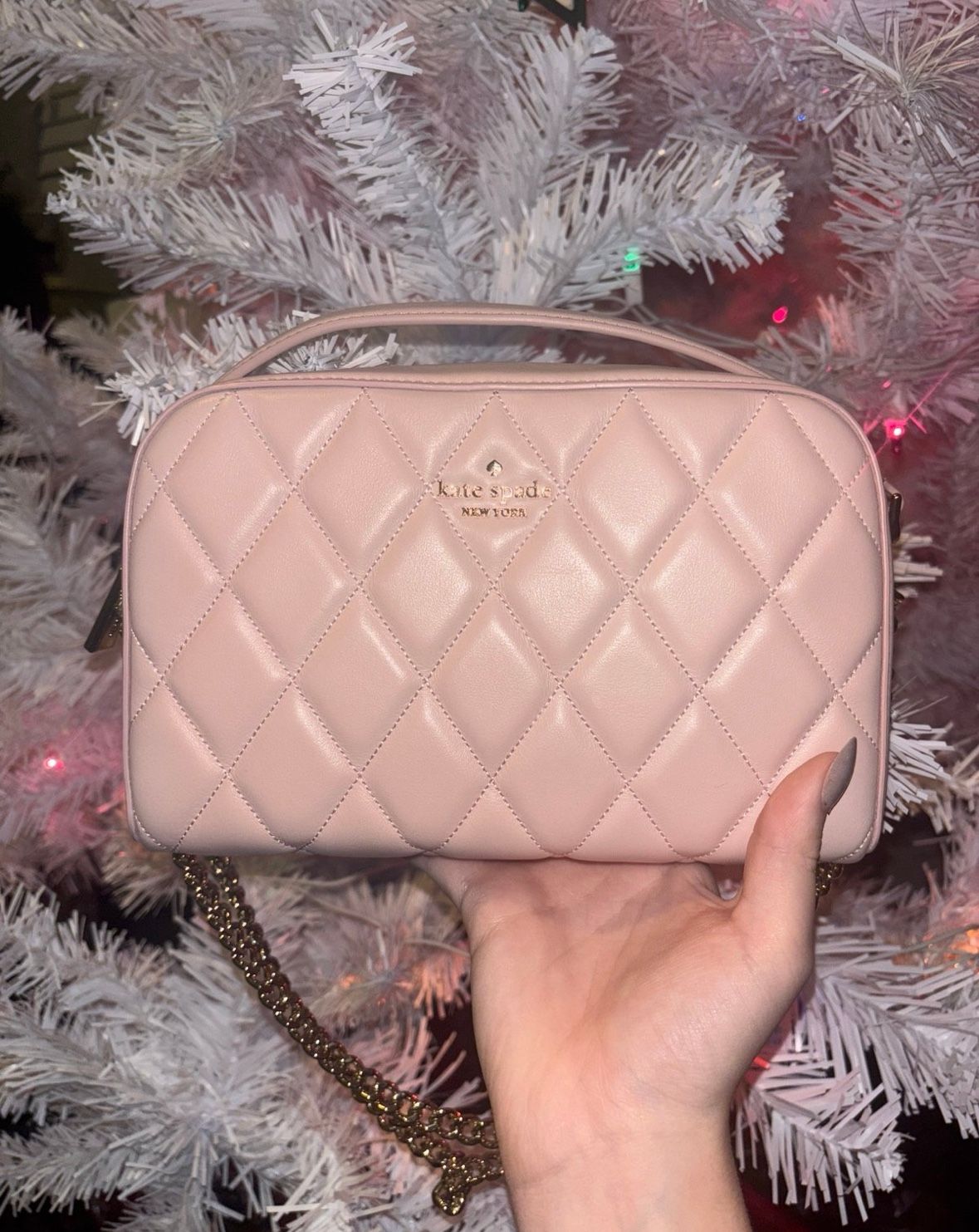 Kate Spade pink Carey Quilted Leather Mini Camera Bag Crossbody