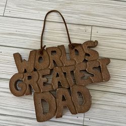 1970’s Stone Wall Decor Studio Art Pottery “Worlds Greatest Dad” wall hanging decor sign