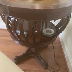 Rotating Mid-Century Barrel Table 