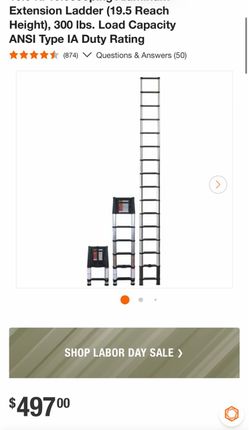 Telescoping Aluminum Extension Ladder 19.5 ft