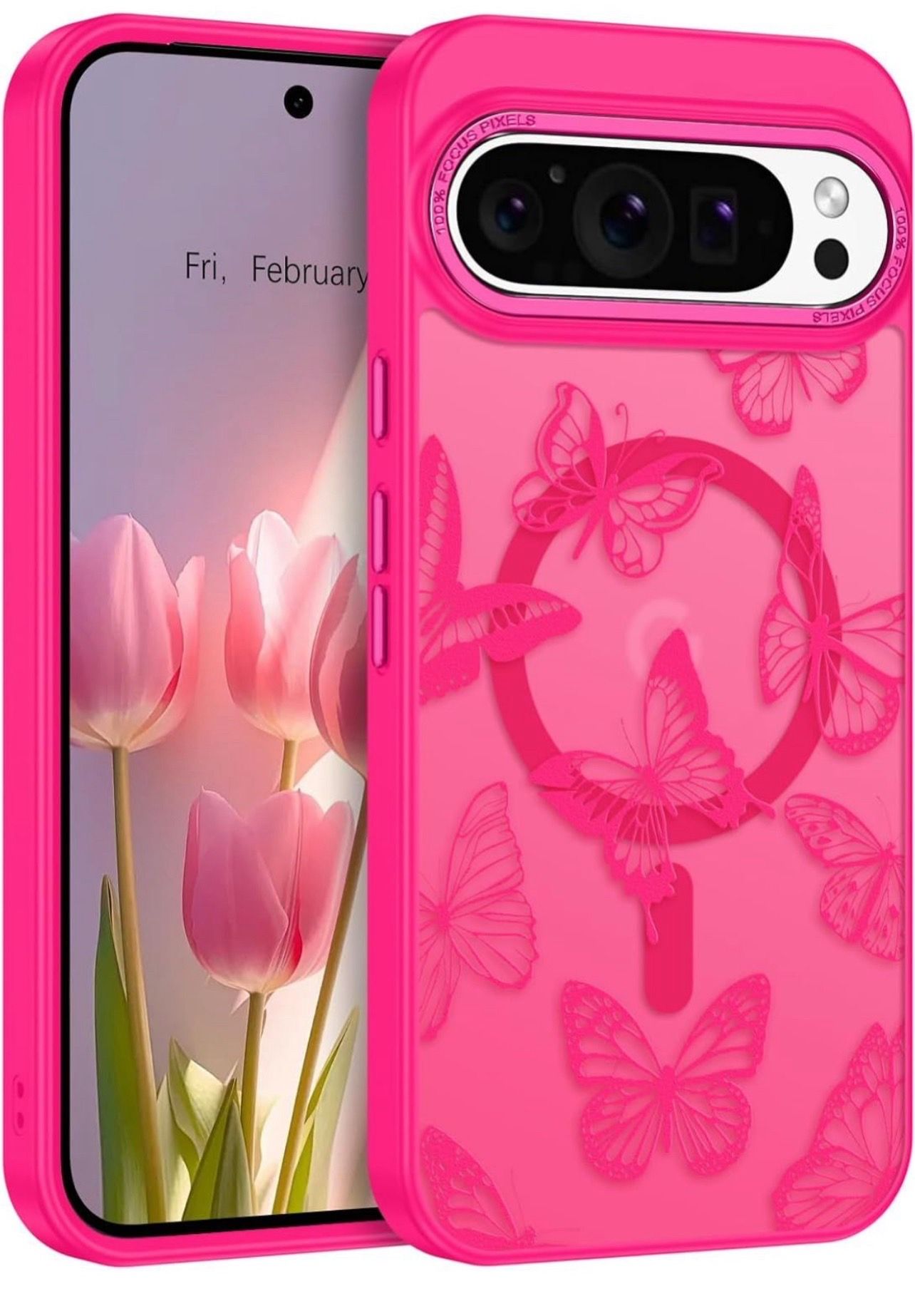 Magnetic Google Pixel 10 Pro XL Butterfly Case | Matte Shockproof MagSafe Cover