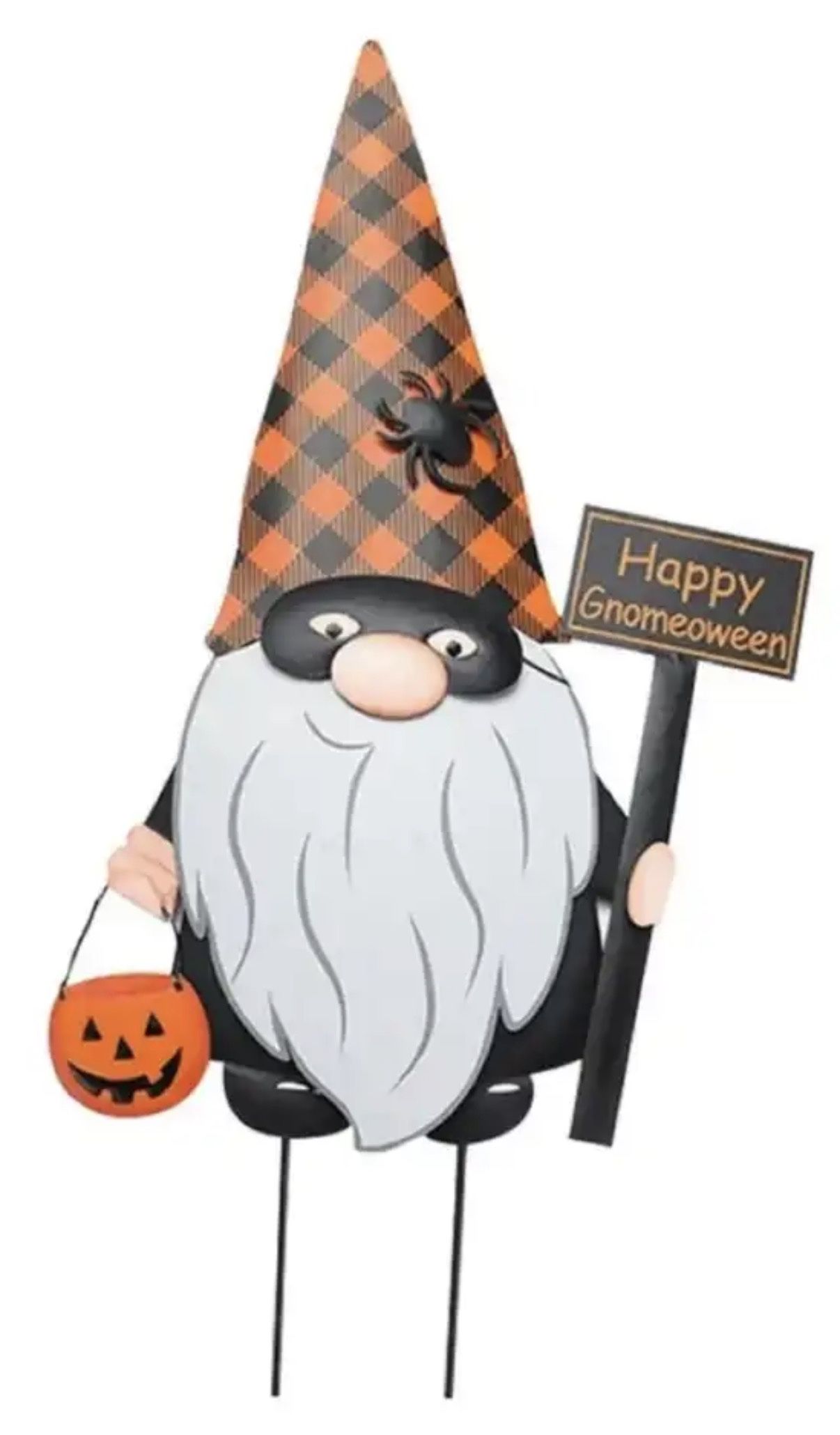 New Halloween Gnome Pumpkin Metal Yard Decoration 