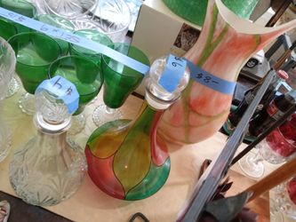 Hand-Painted Glass Decanter with Stopper