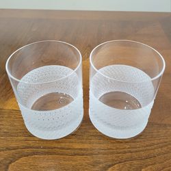 Tiffany &Co. Diamond Point Set Of Two Crystal Old Fashioned Glasses.  Brand New.  