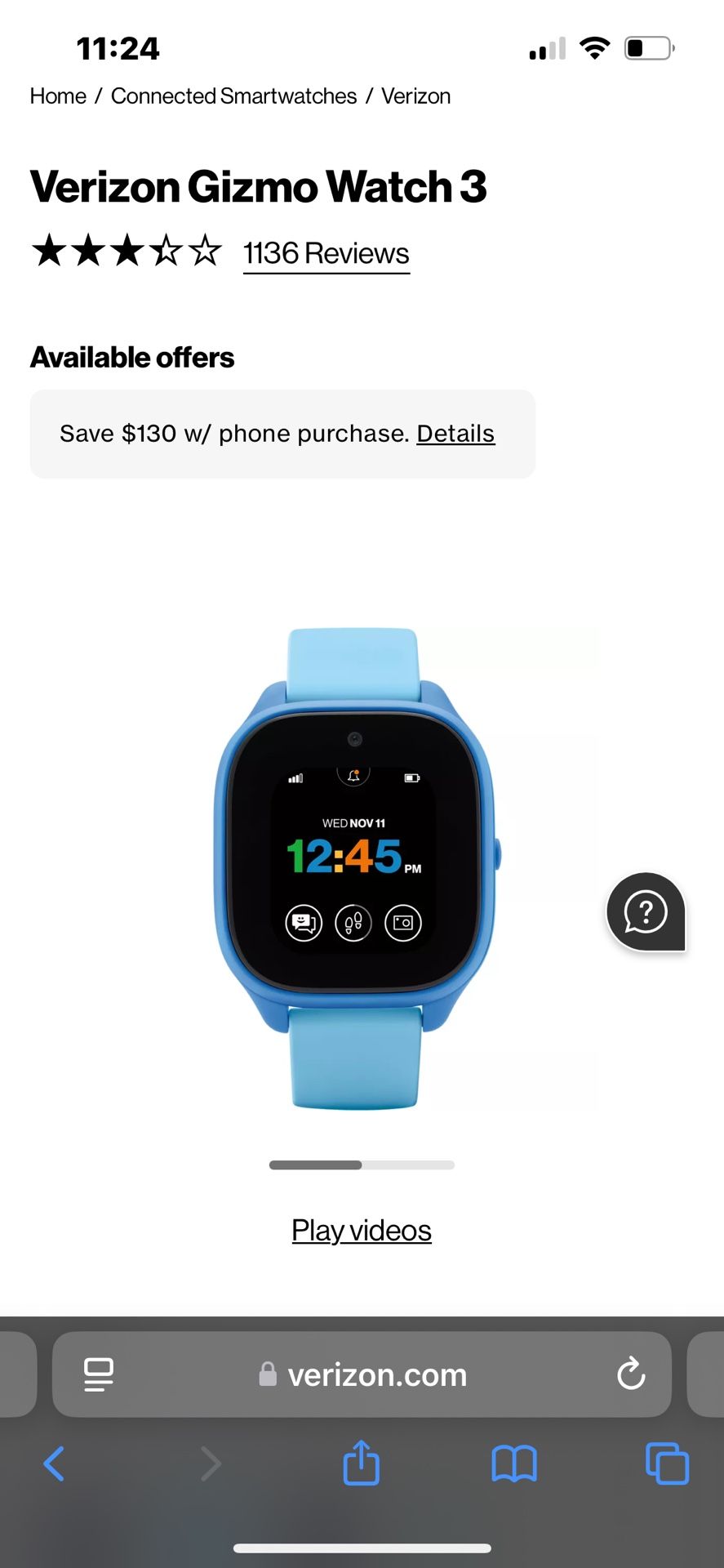 Verizon Gizmo 3 Watch