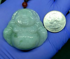 Burmese icy type A jadeite jade pendant lucky big happy Buddha
