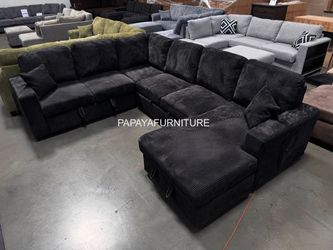 New! Large Sofa Bed, Sectional Sofa Bed, Couch Sectional, Black Sectional Fabric Sleeper Sofa Modern Contemporary Pullout Pullout Storage Chaise Right