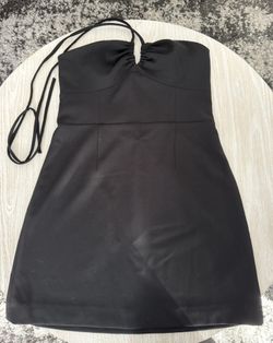 French Connection - Black Whisper Ruth Strap Halter Neck Dress, Size 6