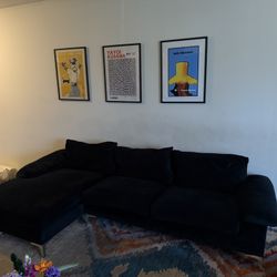 Martello 101" Wide Velvet Left Hand Facing Sofa & Chaise By Mercury Row 