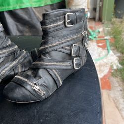 womens leather zipper boots 7.5