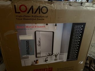 LOAAO Black Metal Framed Bathroom Wall Mirror