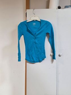 Blue Long Sleeve Henley Shirt