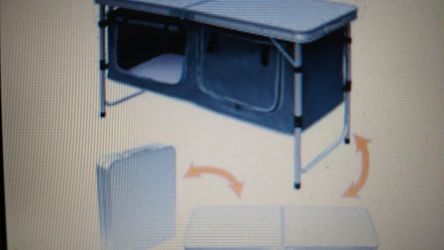 Strong Camel Portable Aluminum Camping Folding Picnic Kitchen Table w/ Carry Handle and Storage