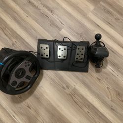 Gaming Steering Wheel With Gear Shifter And Stand 