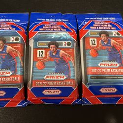 3x 2021 Panini Prizm NBA Basketball  Cello Multi Pack (3-Red White & Blue cards)