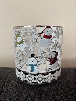 Playing Snowmen 3-Wick Candle Holder