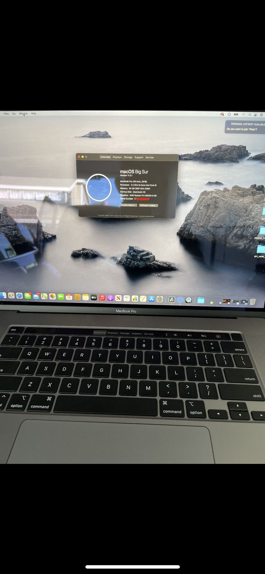 MacBook Pro 16” i9 core Intel 64gb RAM 2TB