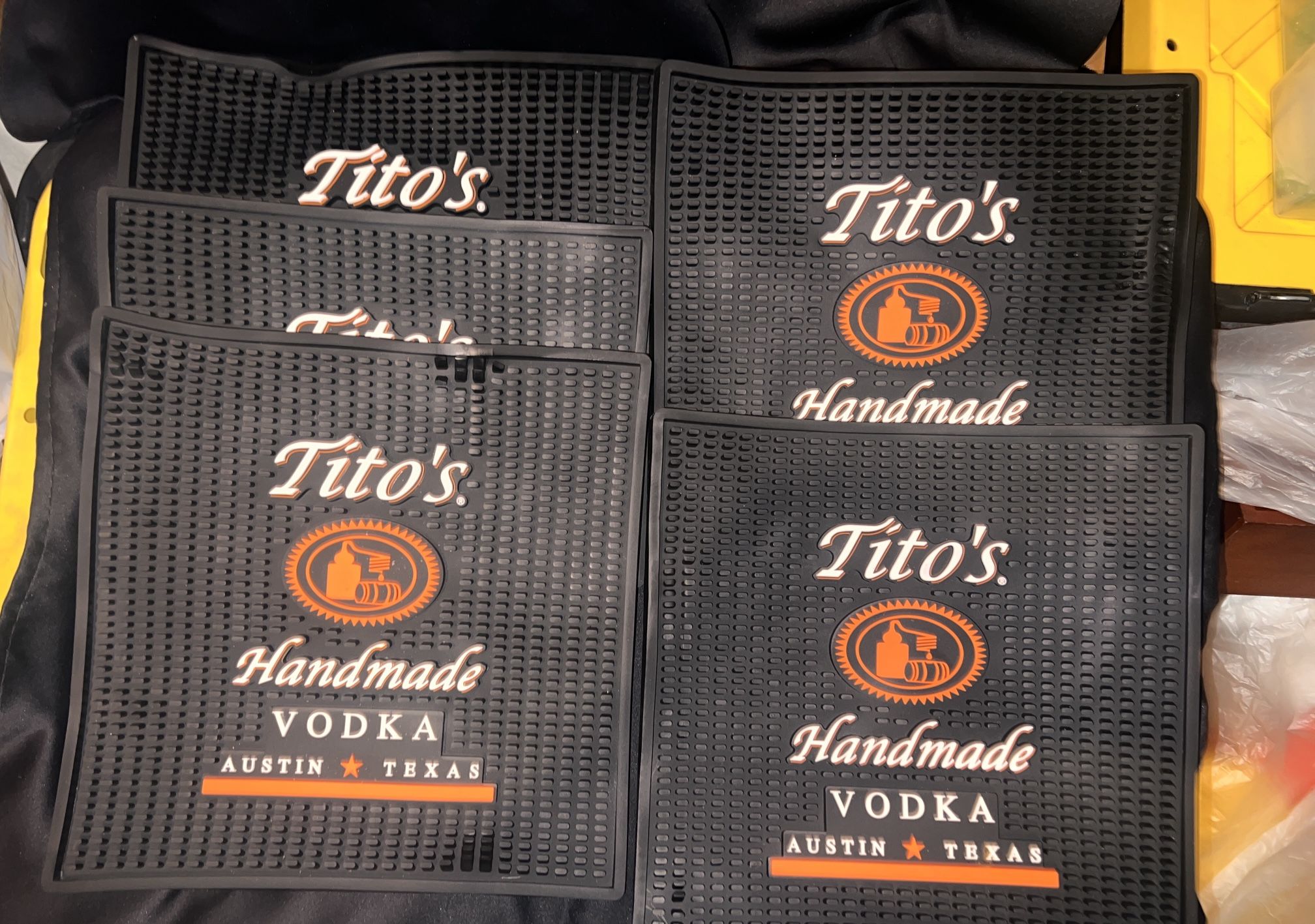 Tito's Handmade Vodka Black Square Rubber Bar Mats