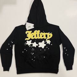 Spider Hoodie Black & Yellow Size Small