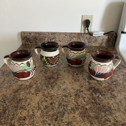 Set of Handcrafted Mexican Clay Mugs