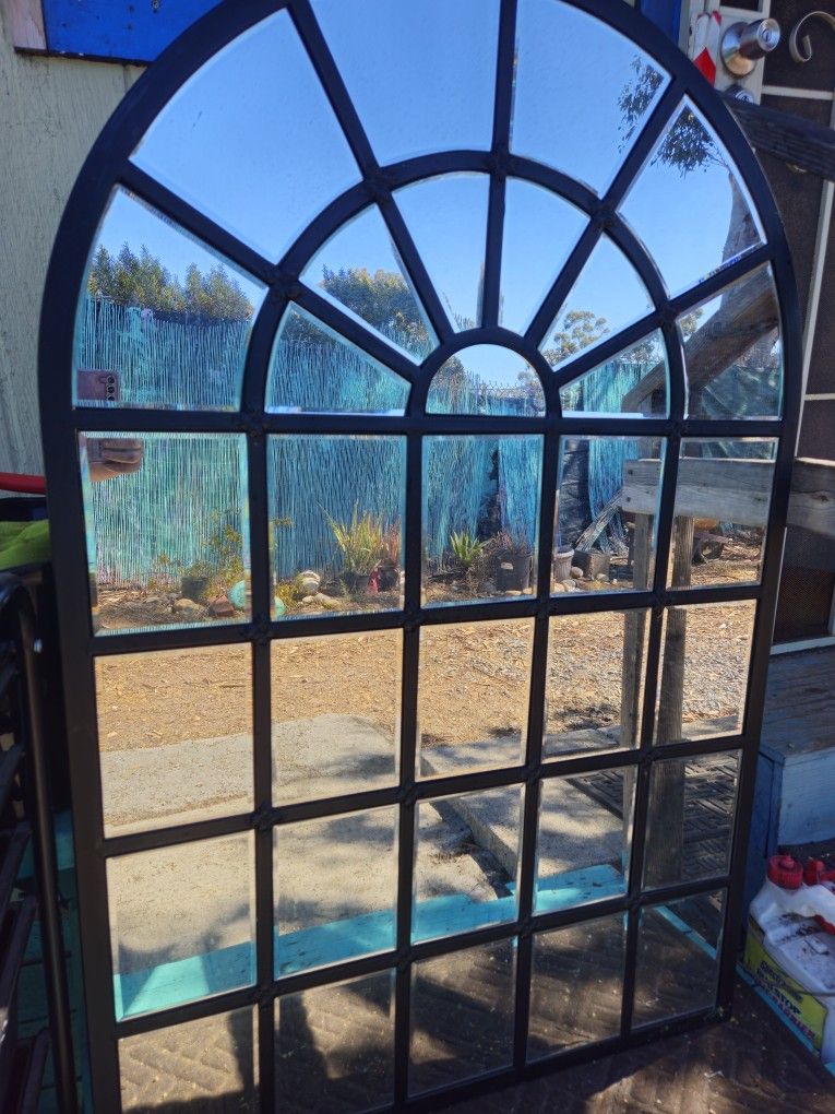 Arched Window Pane Wall Mirror