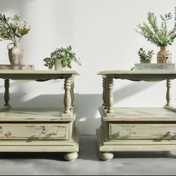 Vintage Sage Green Nightstands (pair)