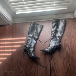 Women's Stiletto Black Knee High Boots 8.5