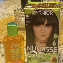 Garnier Nutrisse Permanent Hair Color In Dark Brown & Garnier Smoothing Oil