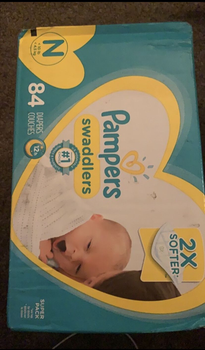 Brand new box of newborn diapers