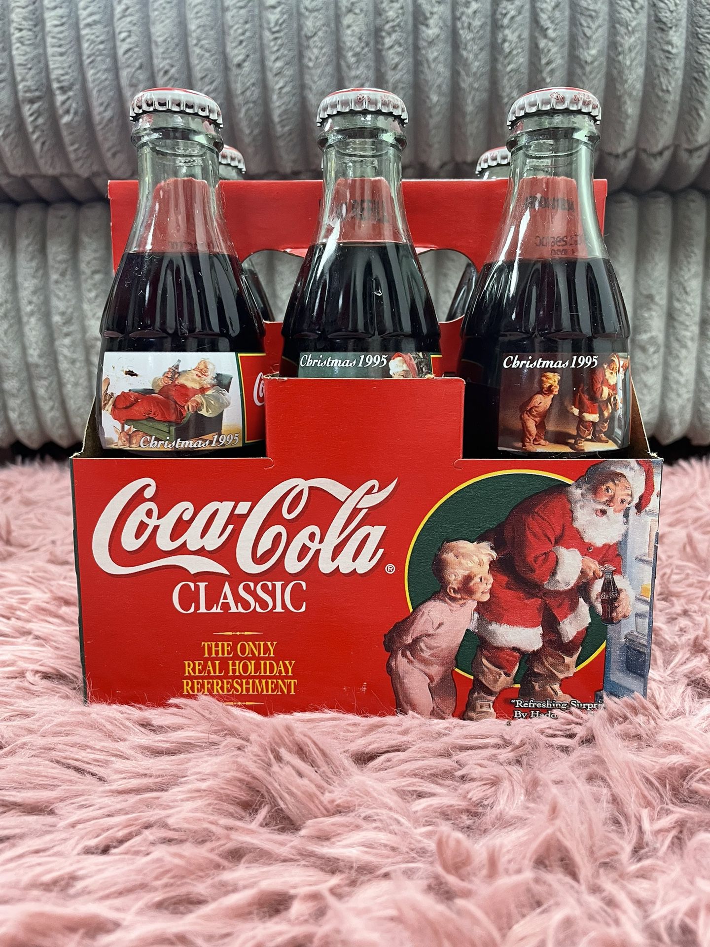 Full Flat Of Coca Cola Christmas 1995 Bottles