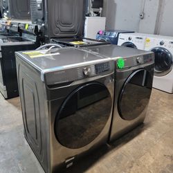 New Scratch And Dent Samsung Front Load Washer And Electric Dryer Set 6-months Warranty 