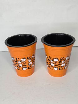Hello Kitty Halloween Orange Solo Plastic Drinking Cups Set Of 2