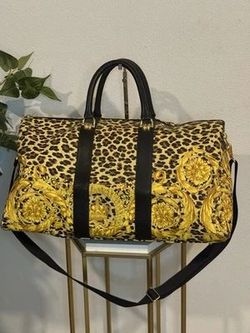 Vintage Giani Versace Baroque/Leopard Print Weekender/ Duffle Bag