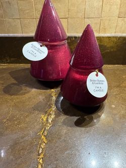 Lot 2 Better Homes & Gardens Glass Christmas Tree Candle,Spicy Cinnamon Sticks