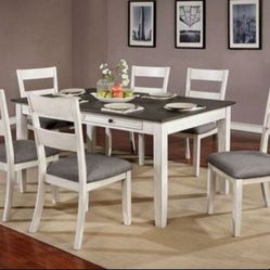 Brand New White and Grey 7pc Dining Table Set