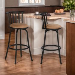 Homy Casa Pistil 2PC Counter/Bar Swivel Stools,Bronze Metal & Suede, Open Box