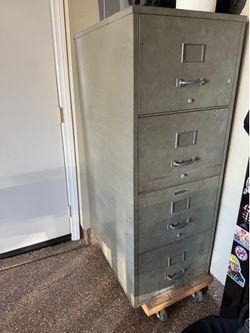 Vintage Fireproof 4-Drawer Metal Filing Cabinet