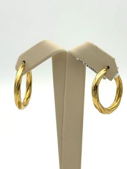 18K YELLOW GOLD TWISTED HOOP EARRINGS 4.20G USED
