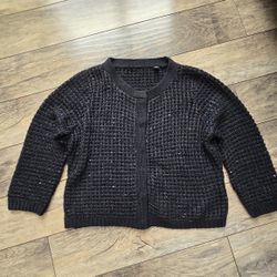Chic Black Knit snap up Cardigan womens large 