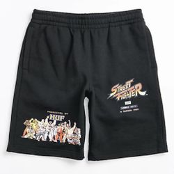 HUF X Street Fighter Ending Black Sweat Shorts Men’s size Large 