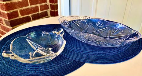 Duncan Miller Canterbury Crystal Divided Dish w/ FREE Plastic Bowl