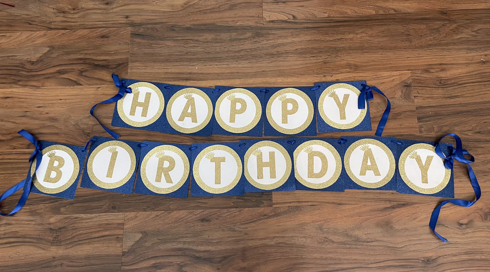 Happy Birthday Banner/Prince/Royal Blue And Gold Glitter/Celebration/Party