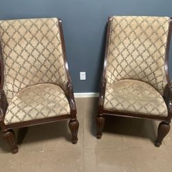 2 Brown/Beige Chairs 