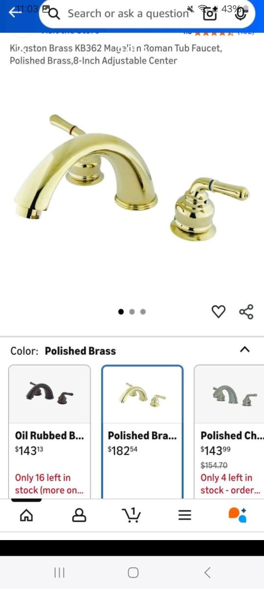 KINGSTON BRASS ROMAN TUB/SINK FAUCET $80