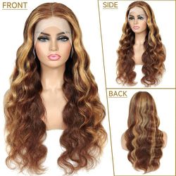 Glueless 13x4 Ombre Highlight Lace Front Wig Human Hair