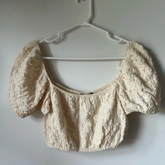 Zara Balloon Puff Sleeve Cropped Top